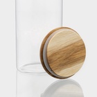 Банка для хранения «Вуд», 1.65 л, 10×29 см, с деревянной крышкой, стекло - Фото 3