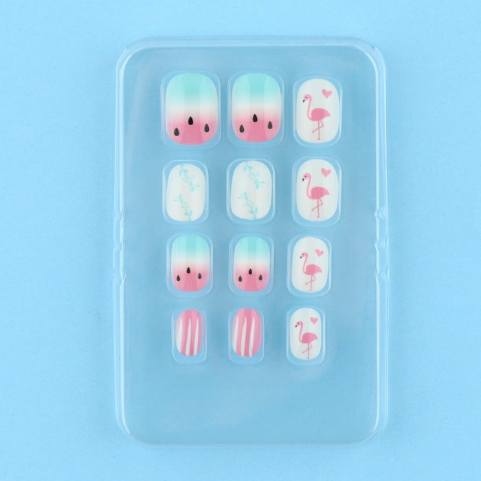 Детские накладные ногти «Фламинго», 12 шт - фото 1894483460