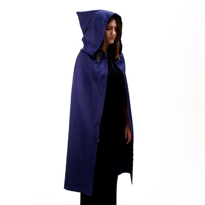 Карнавальный плащ взрослый, длина 120 см, атлас, цвет синий