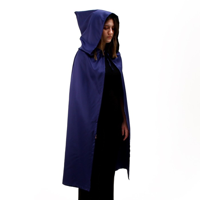 Карнавальный плащ взрослый, длина 120 см, атлас, цвет синий - Фото 1