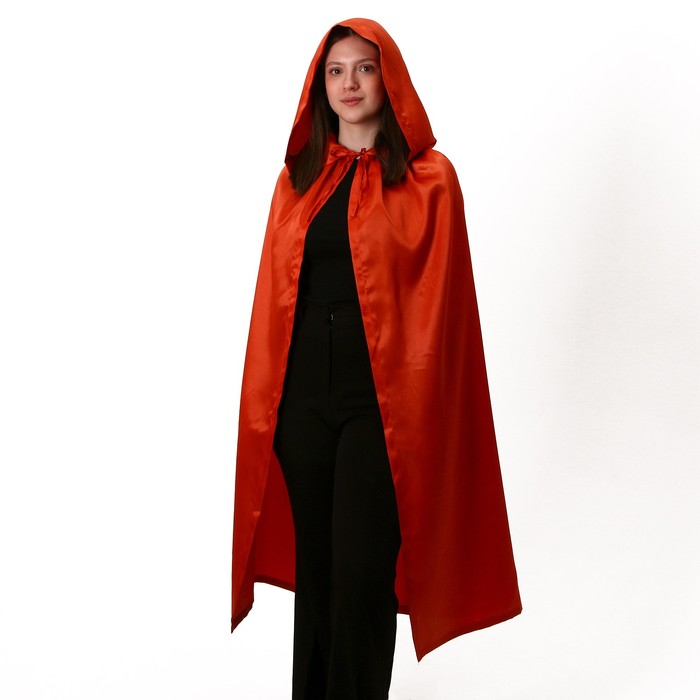 Карнавальный плащ взрослый, атлас, длина 120 см, терракотовый - Фото 1
