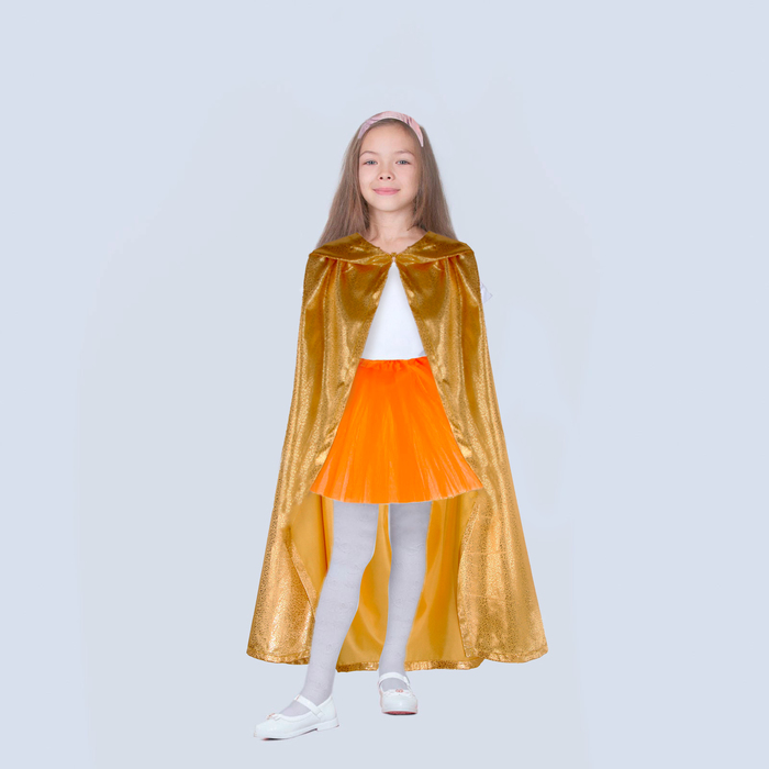 Карнавальный плащ детский,атлас,цвет золото с завитком длина 100см - фото 1907692260
