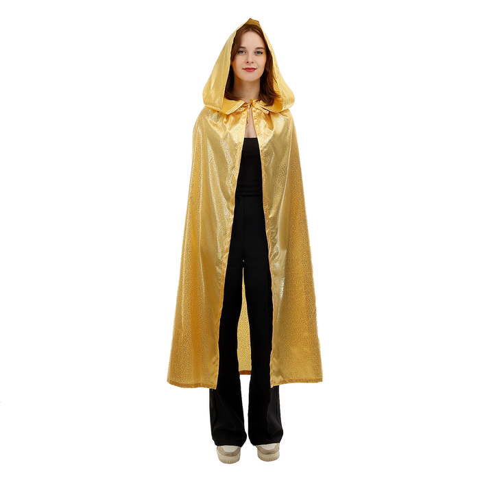 Карнавальный плащ взрослый, длина 120 см, атлас, золотой - Фото 1