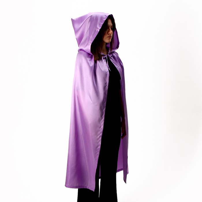 Карнавальный плащ взрослый, атлас, цвет фиолетовый, длина 120 см - фото 1907692297