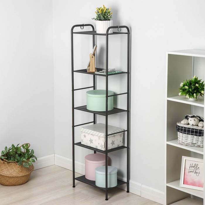 Стеллаж «Валенсия 15», 45.5×30×155.5 см, графит - Фото 1