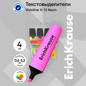 Набор маркеров текстовыделителей 4 цвета, 0.6-5.2 мм, ErichKrause V-12 1013848