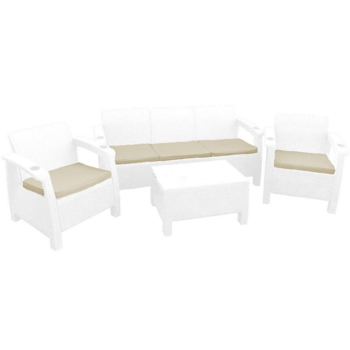 Комплект мебели Yalta Triple Set: 3-местный диван, 2 кресла, столик, цет подушки МИКС - Фото 1