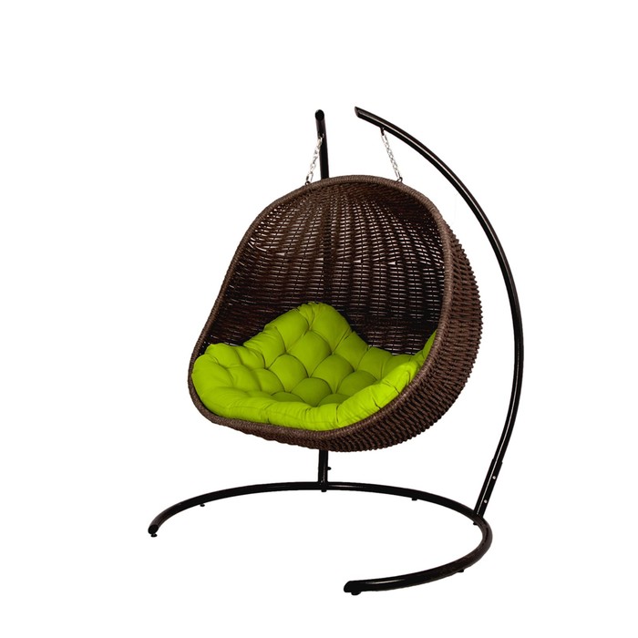 Двойное кресло-кокон, 12 мм лоза, цвет коричневый, цвет подушки МИКС - фото 1909154133