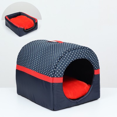 Дом-трансформер «Норка», Оксфорд бязь иск. мех, 45×35×35 см, синий со звездами