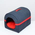 Дом-трансформер «Норка», Оксфорд бязь иск. мех, 45×35×35 см, синий со звездами - Фото 3