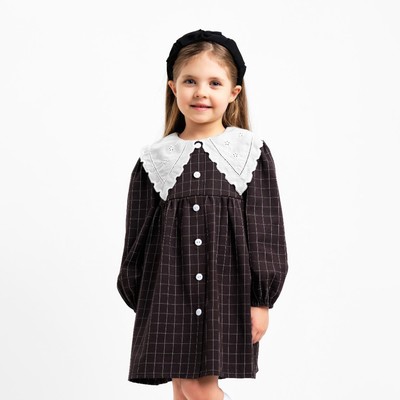 Платье школьное для девочки с воротником чёрное KAFTAN: School collection, размер 34 (122-128 см)
