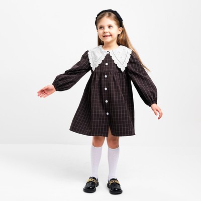 Платье с воротником для девочки KAFTAN: School collection, чёрное, размер 34 (122-128 см)