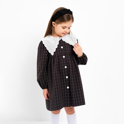 Платье с воротником для девочки KAFTAN: School collection, чёрное, размер 34 (122-128 см)
