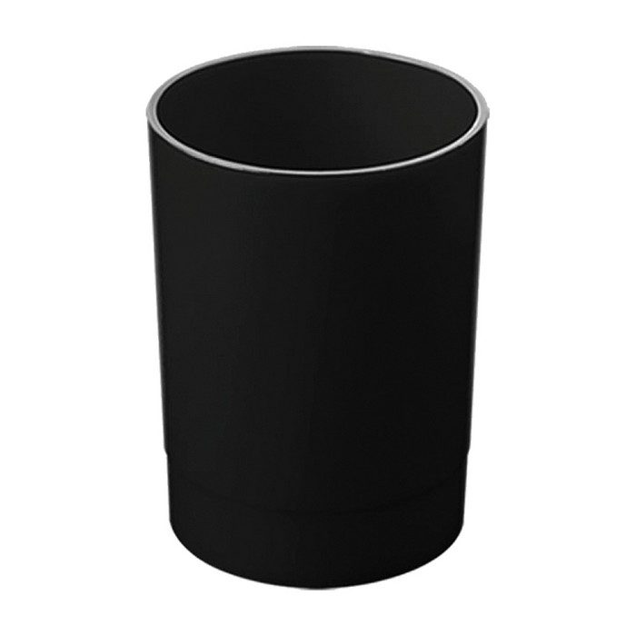 Подставка-стакан для канцелярии СТАММ "Лидер", пластиковый, круглый, черный - Фото 1