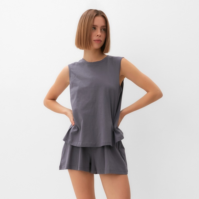 Пижама женская (майка, шорты) MINAKU: Home collection, размер 50, серая