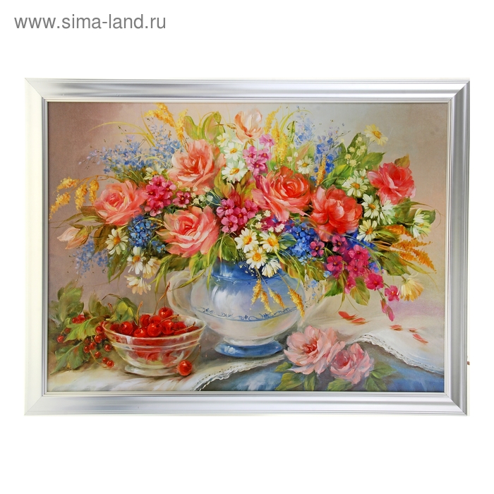 Картина "Полевые цветы в вазе"  77*57см - Фото 1