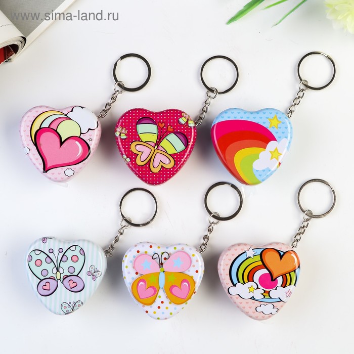 Мини-шкатулка брелок для ключей на кольце «Сердечки», 4.8×4.7×2.4 см, МИКС - Фото 1