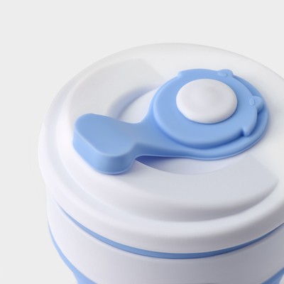 Стакан складной с крышкой Доляна «С собой», 350 мл, 8.5×14 см, голубой