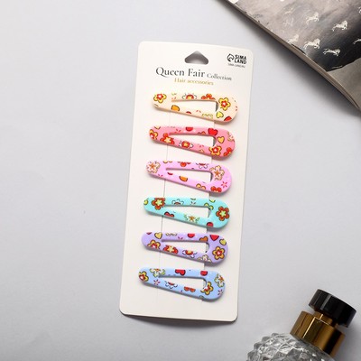 Заколки для волос QF «Беатрис», набор 6 шт., ромашки, 5 см, МИКС