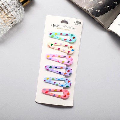 Заколки для волос «Беатрис», набор 6 шт., любовь, 5 см