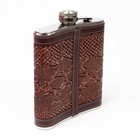 Подарочный набор 6 в 1, фляжка 540 мл, 4 стопки по 75 мл, воронка, нержавеющая сталь, экокожа, коричневый - Фото 4