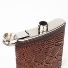 Подарочный набор 6 в 1, фляжка 540 мл, 4 стопки по 75 мл, воронка, нержавеющая сталь, экокожа, коричневый - Фото 5