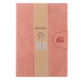 Бизнес-блокнот А4-, Snap book, 80 листов, в линейку, искусственная кожа, магнитный клапан с термотиснением, ляссе, внутренний блок 80, розовый