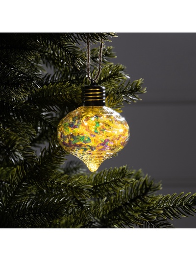 Ёлочный шар «Ретро», 9 см, 5 LED, от батареек, свечение тёплое белое