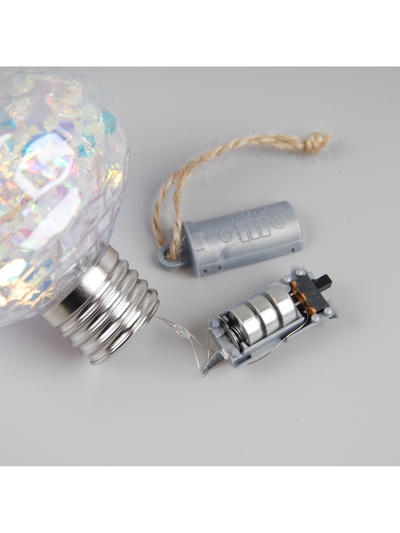 Ёлочный шар «Ретро», 9 см, 5 LED, от батареек, свечение тёплое белое