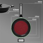 Сковорода Magistro Warrior, d=24 см, h=6.3 см, со стеклянной крышкой, ручка soft-touch, антипригарное покрытие, индукция, кованый алюминий, чёрная - Фото 6