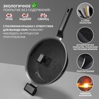 Сковорода Magistro Warrior, d=26 см, h=7 см, со стеклянной крышкой, ручка soft-touch, антипригарное покрытие, индукция, кованый алюминий, чёрная - Фото 2
