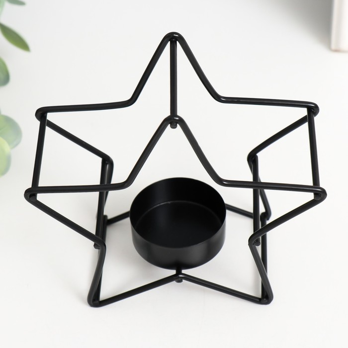 Подсвечник металл на 1 свечу "Звезда" d-3,8 см чёрный 12х5х11,8 см - фото 1900383986
