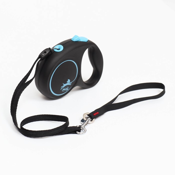 Рулетка Flexi Black Design S (до 12 кг) 5 м трос, черный/синий - Фото 1