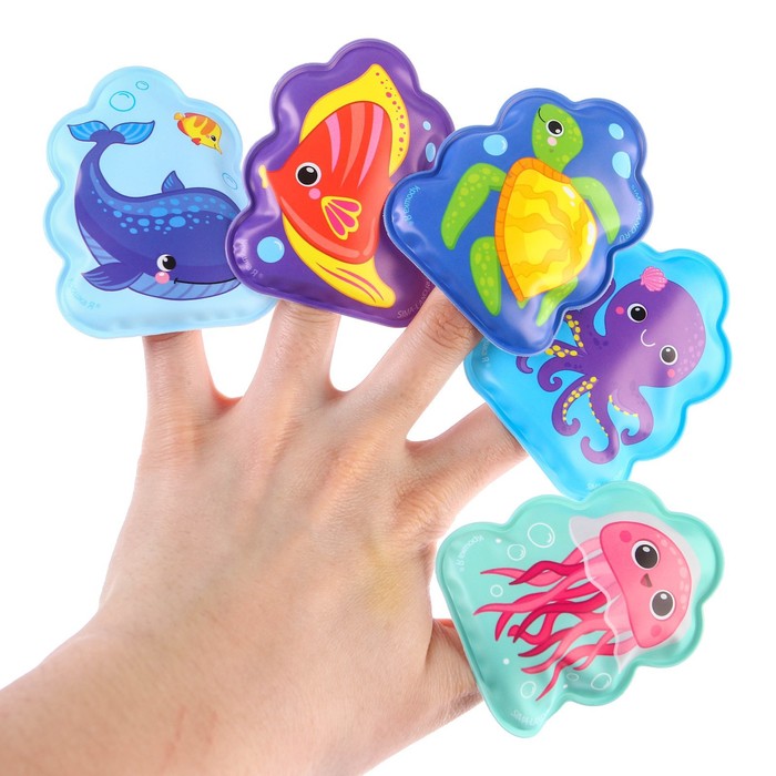 Игрушки для ванны «Подводный мир» книжка и пальчиковый театр - фото 1888579115
