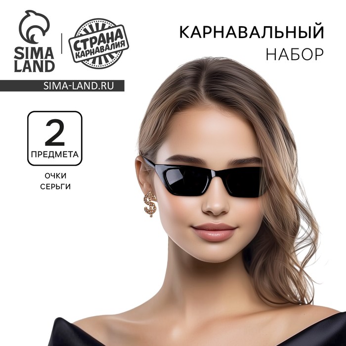Карнавальный набор «Стиль», очки, серьги - Фото 1