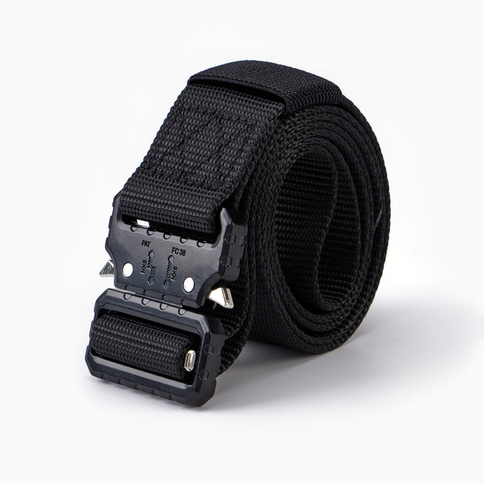 Ремень тактический, застёжка кобра, 125 см, ширина 3.7 см, черный - Фото 1