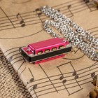 Губная гармошка Music Life 4 отверстия, 8 тонов, 3,5х1,5х1см, цепь 28см, розовая - Фото 2