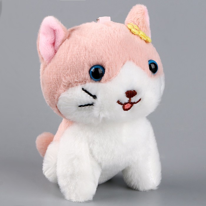Мягкая игрушка «Кот с цветком» на брелоке, 11 см, цвета МИКС - Фото 1