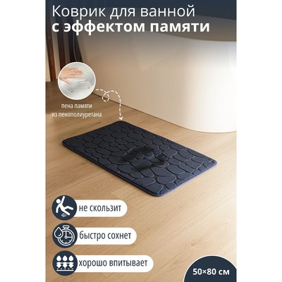 Коврик для ванной и туалета SAVANNA Memory foam, 50×80 см, синий