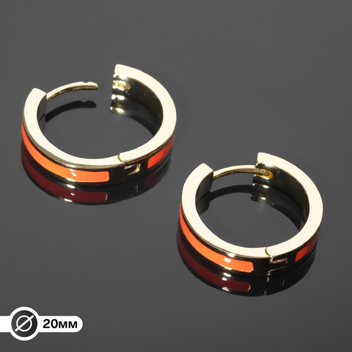 Швензы-кольца родированные "Локо" d=20мм, цвет оранжевый в золоте - Фото 1