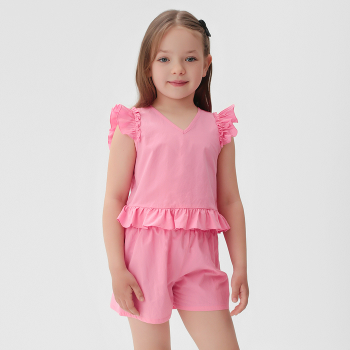 Комплект для девочки (топ, шорты) KAFTAN, р.32 (110-116 см), ярко-розовый