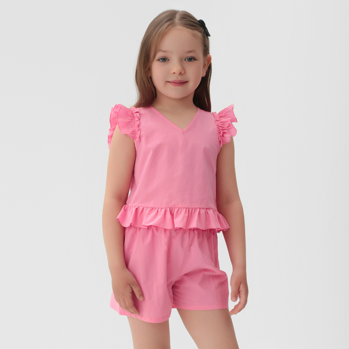Комплект для девочки (топ, шорты) KAFTAN, р.32 (110-116 см), ярко-розовый - Фото 1