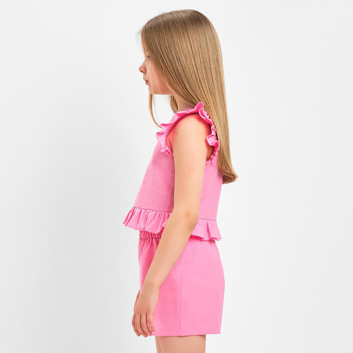 Комплект для девочки (топ, шорты) KAFTAN, р.32 (110-116 см), ярко-розовый - фото 1907697721