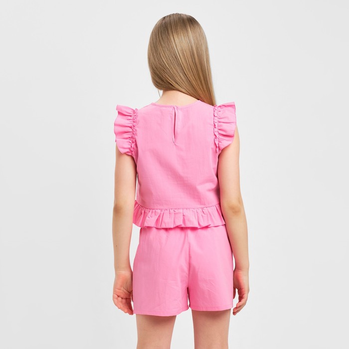 Комплект для девочки (топ, шорты) KAFTAN, р.32 (110-116 см), ярко-розовый - фото 1907697722