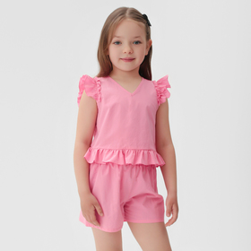 Комплект для девочки (топ, шорты) KAFTAN, р.34 (122-128 см), ярко-розовый