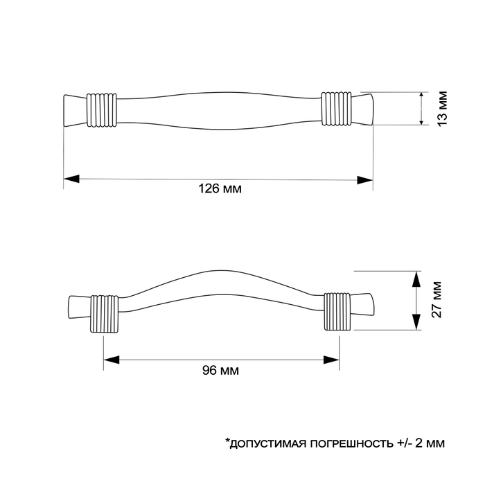 Ручка-скоба CAPPIO RSC018, цинк, м/о 96 мм, цвет медь - фото 18566249