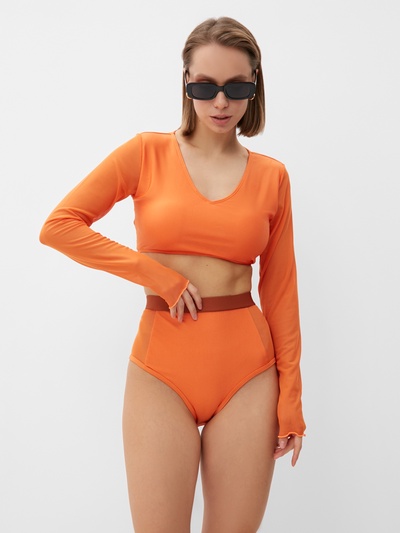 Купальник раздельный с длинными рукавами женский MINAKU, оранжевый, размер 44