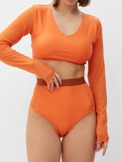 Купальник раздельный с длинными рукавами женский MINAKU, оранжевый, размер 46