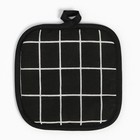 Прихватка Доляна "Клетка", цвет чёрный 17х17 см 100% п/э - фото 25274616