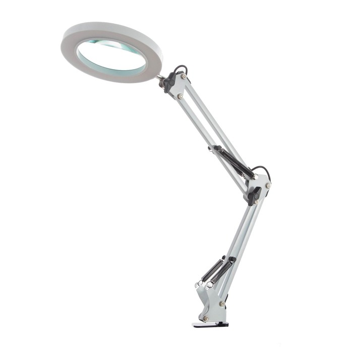 Настольная лампа на струбцине с лупой 5х "Омега" LED 5Вт 3000-6000К белый 16х16х71см 9468717